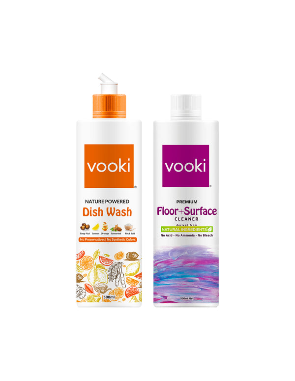 Combo| vooki Nature Powered Dish Wash& Floor+Surface Cleaner