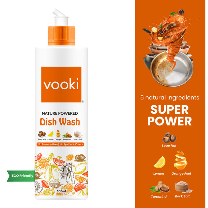 Nature Powered Dishwash Liquid - 500 ML - vooki.in