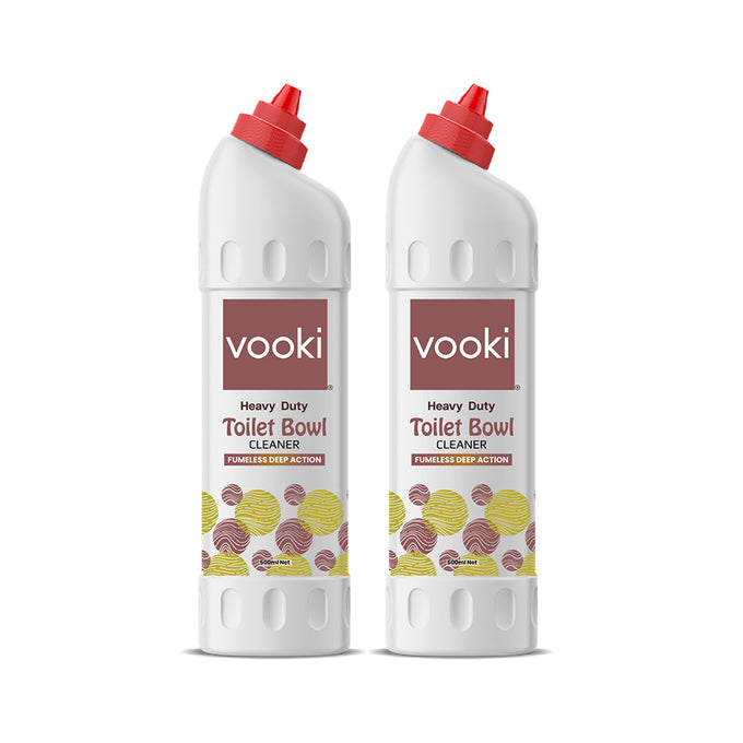 Two 500ml bottle of vooki toilet bowl cleaner, a product used for cleaning and maintaining hygiene in toilets