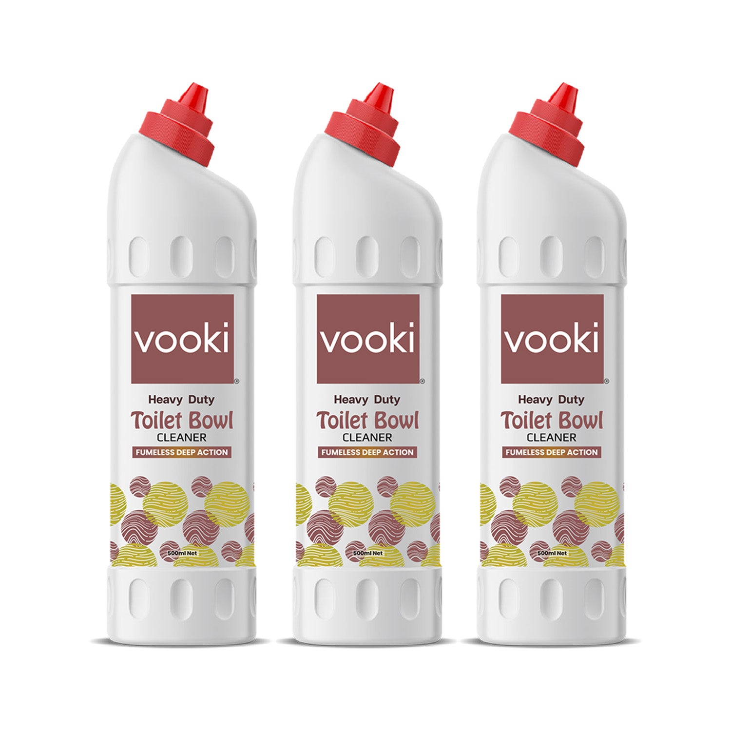 3 bottle of vooki toilet bowl cleaner, designed to effectively clean and disinfect toilet bowls.