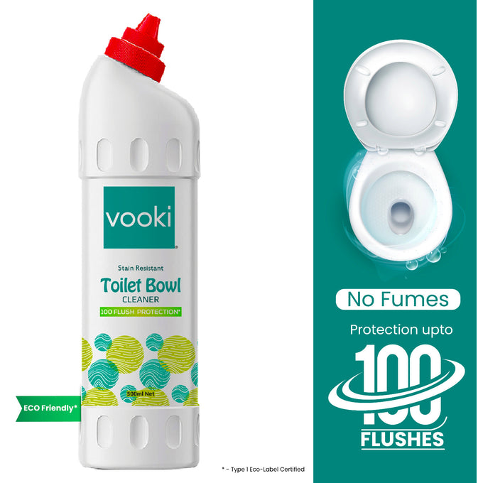 Toilet Bowl Cleaner Liquid – Eco-friendly* - 100 Flush Protection, 500ml - vooki.in