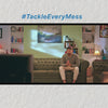 An ad video cover image with a man sitting on sofa and watching tv