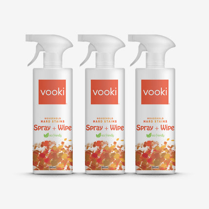 A 3-pack of vooki spray and wipe, ideal for cleaning various surfaces.