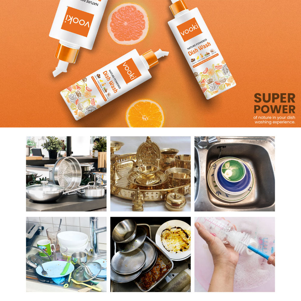 An engaging collage showcasing a combination of items, such as a dish, glass, pooja items,cleaning feeding bottle and sink containg uncleaned dishes forming a captivating arrangement.