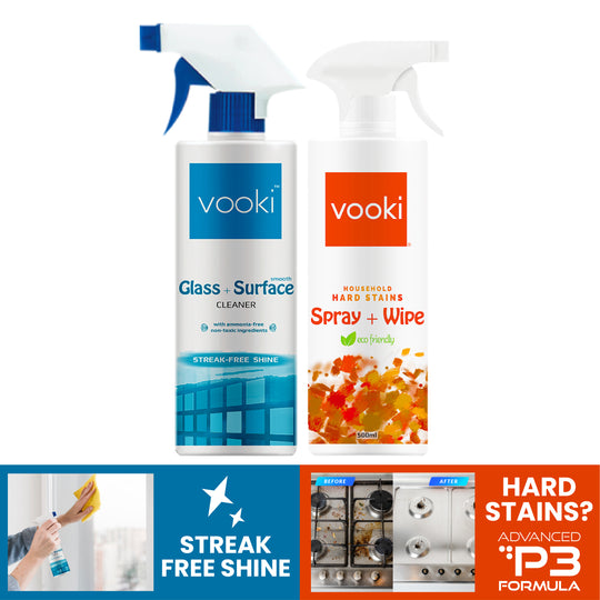 Achieve a streak-free and hard-free shine with vooki Glass & Shine for impeccable surfaces.