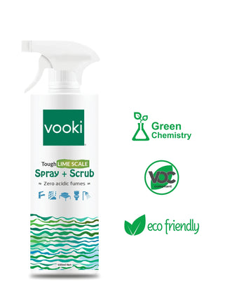 vooki spray + scrub - a sustainable cleaning product promoting eco-friendliness.